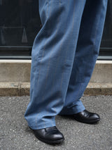 MATSUFUJI Grosgrain Stripe Wide Pants グログランストライプワイドパンツ 通販  ブルーグレー 着用イメージ