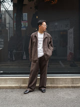 MATSUFUJI Grosgrain Stand-collar Stripe Jacket グログランスタンスタンドジャケット 通販  ブラウングリーン
着用イメージ