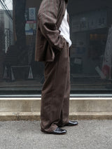 MATSUFUJI Grosgrain Stripe Wide Pants グログランストライプワイドパンツ 通販  ブラウングリーン 着用イメージ