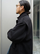 MATSUFUJI マツフジ "Connected Pockets Melton Jacket" コネクテッド ポケッツ メルトンジャケット BLACK 通販 着用イメージ