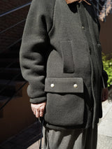 MEIAS BOA LINING KNIT JACKET　メイアス ボアライニングニットジャケット 通販 カーキ 着用イメージ
