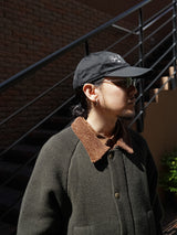 MEIAS BOA LINING KNIT JACKET　メイアス ボアライニングニットジャケット 通販 カーキ 着用イメージ