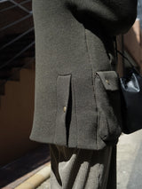 MEIAS BOA LINING KNIT JACKET　メイアス ボアライニングニットジャケット 通販 カーキ 着用イメージ