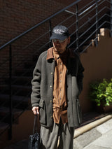 MEIAS BOA LINING KNIT JACKET　メイアス ボアライニングニットジャケット 通販 カーキ 着用イメージ