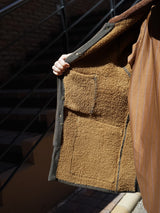 MEIAS BOA LINING KNIT JACKET　メイアス ボアライニングニットジャケット 通販 カーキ 着用イメージ