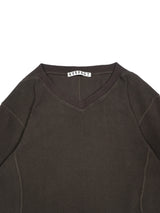 NVRFRGT ネヴァーフォーゲット PANNELD LONG SLEEVE V-NECK T-SHIRT パネルロングスリーブVネックTシャツ 通販 ブラウン