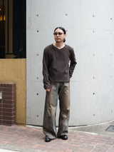 NVRFRGT ネヴァーフォーゲット PANNELD LONG SLEEVE V-NECK T-SHIRT パネルロングスリーブVネックTシャツ 通販 ブラウン 着用イメージ