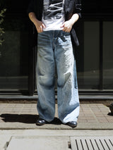 NVRFRGT 通販 3D TWISTED WIDE LEG JEANS インディゴ デニム 着用イメージ