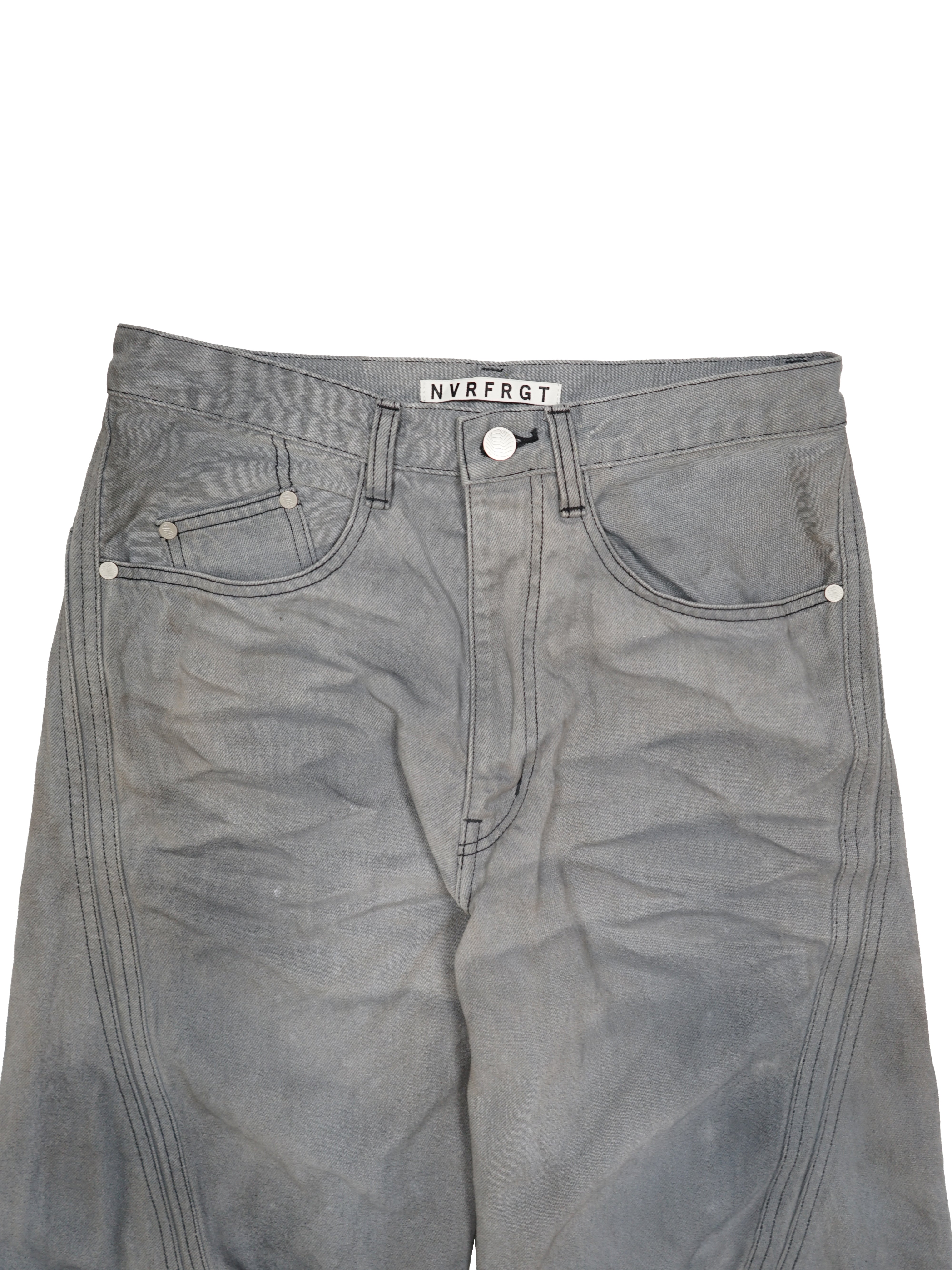 NVRFRGT 3D TWISTED WIDE LEG JEANS (LIGHT GRAY) | PRANK STORE