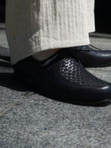 PETROSOLAUM 通販 1 eyelet apron ブラック レザーシューズ 