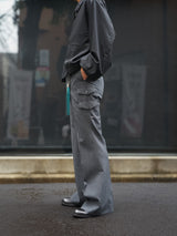 Rich I  Wide Flare Trousers　ワイドフレアトラウザーズ 通販 グレー 着用画像