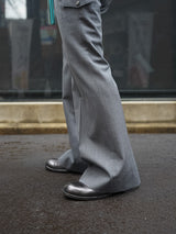 Rich I  Wide Flare Trousers　ワイドフレアトラウザーズ 通販 グレー 着用画像