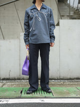 Rich I  Wide Flare Trousers　ワイドフレアトラウザーズ 通販 ネイビー 着用画像