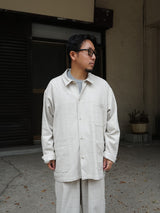 YOKO SAKAMOTO ヨーコサカモト "WORK SHIRT" ワークシャツ BEIGE 通販 着用イメージ