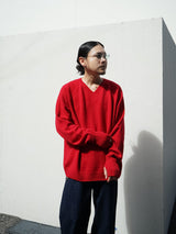 superNova. スーパーノヴァ Whole Garment V-Neck – Super Fine Merino ホールガーメントVネックスーパーファインメリノ 通販 レッド 着用イメージ