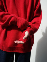 superNova. スーパーノヴァ Whole Garment V-Neck – Super Fine Merino ホールガーメントVネックスーパーファインメリノ 通販 レッド 着用イメージ
