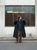 superNova. スーパーノヴァ Melton Double-Breasted Peak Lapel Overcoat メルトンダブルブレステッドピークドラペルオーバーコート 通販 ブラック 着用イメージ