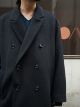 superNova. スーパーノヴァ Melton Double-Breasted Peak Lapel Overcoat メルトンダブルブレステッドピークドラペルオーバーコート 通販 ブラック 着用イメージ