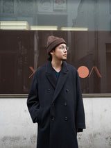 superNova. スーパーノヴァ Melton Double-Breasted Peak Lapel Overcoat メルトンダブルブレステッドピークドラペルオーバーコート 通販 ブラック 着用イメージ