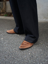 superNova. Wide Chalk Stripe Utility Trousers ワイドチョークストライプユーティリティートラウザーズ 通販 ブラック 着用イメージ