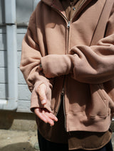 superNova.Oversized Jacquard Sweat Zip Hoodie オーバーサイズジャガードスウェットジップフーディー 通販 モカ 着用イメージ